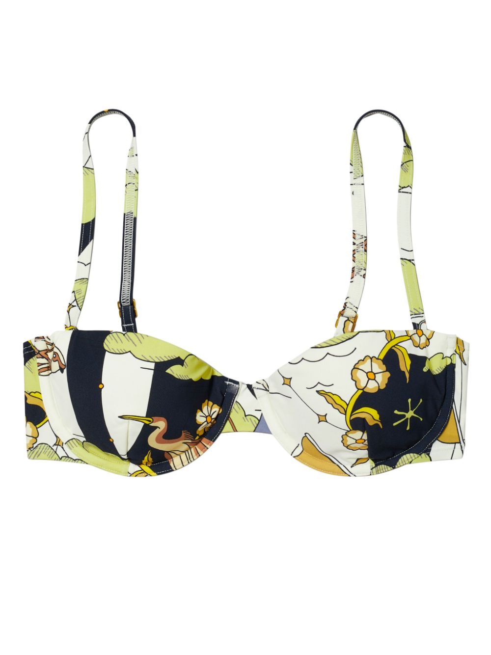 Graphic-print underwired bikini top - Blue