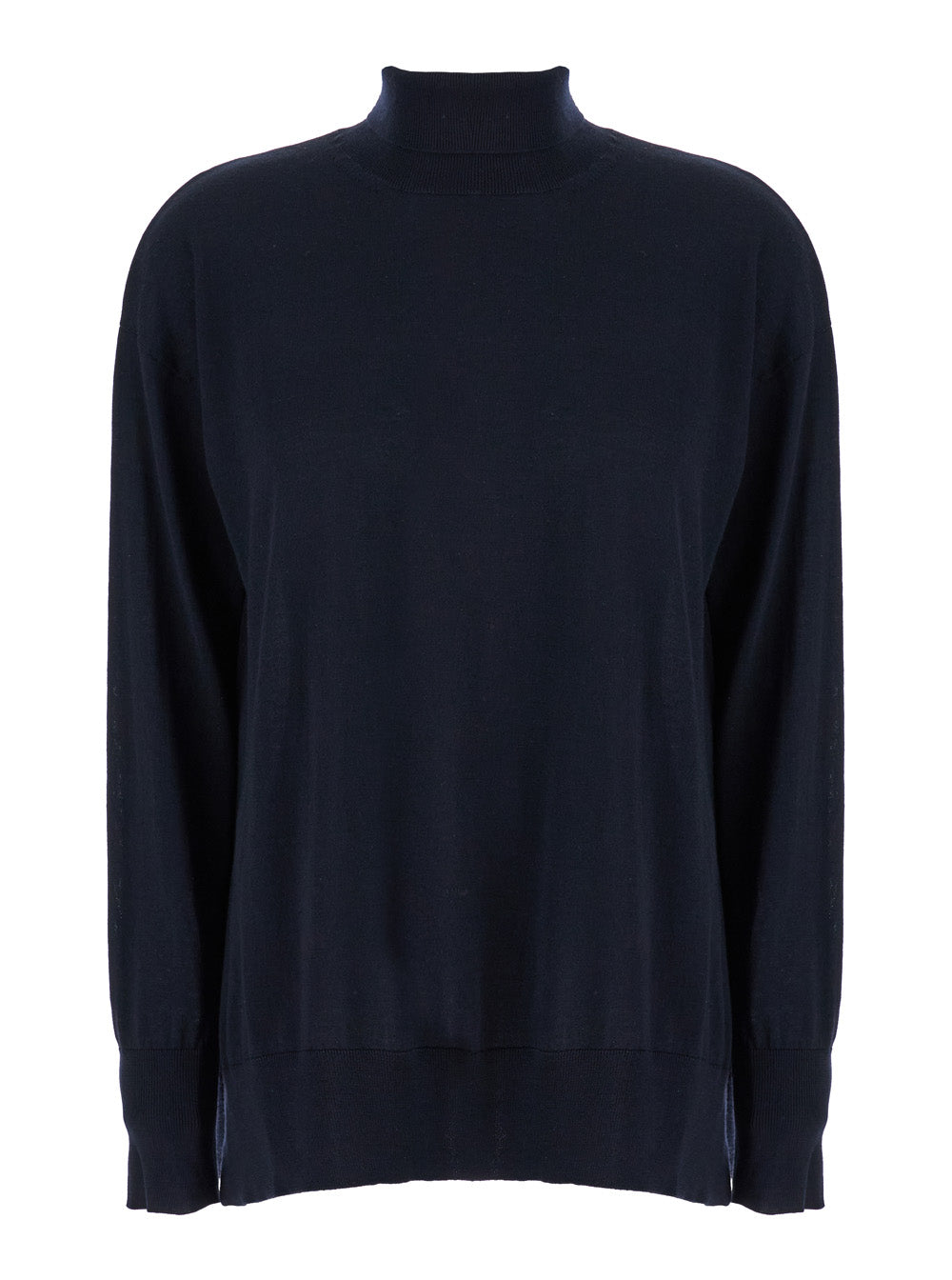 Virgin Wool Turtleneck Sweater — Navy