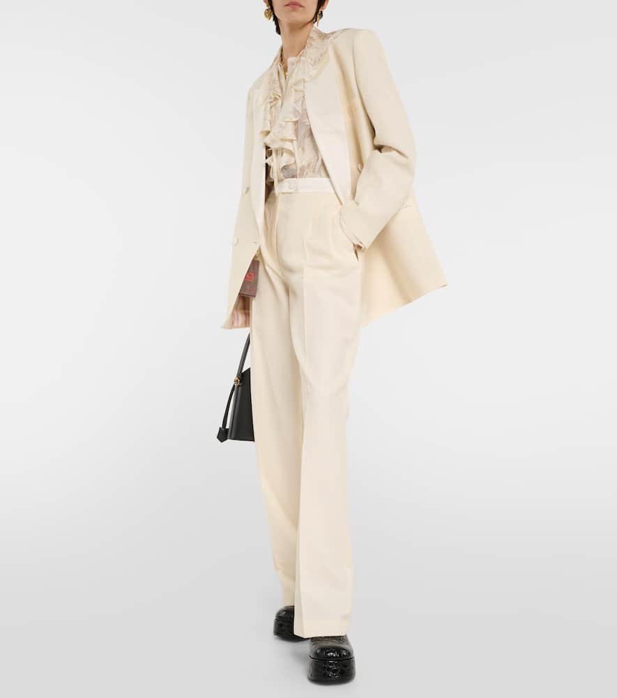 Cotton and wool straight pants