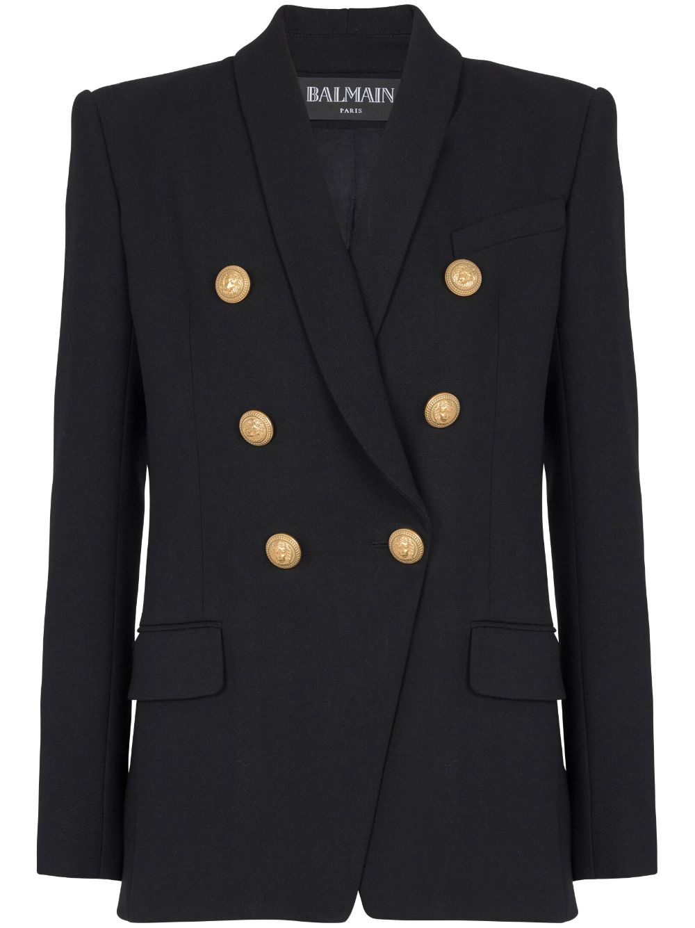 Double-breasted wool blazer - Black