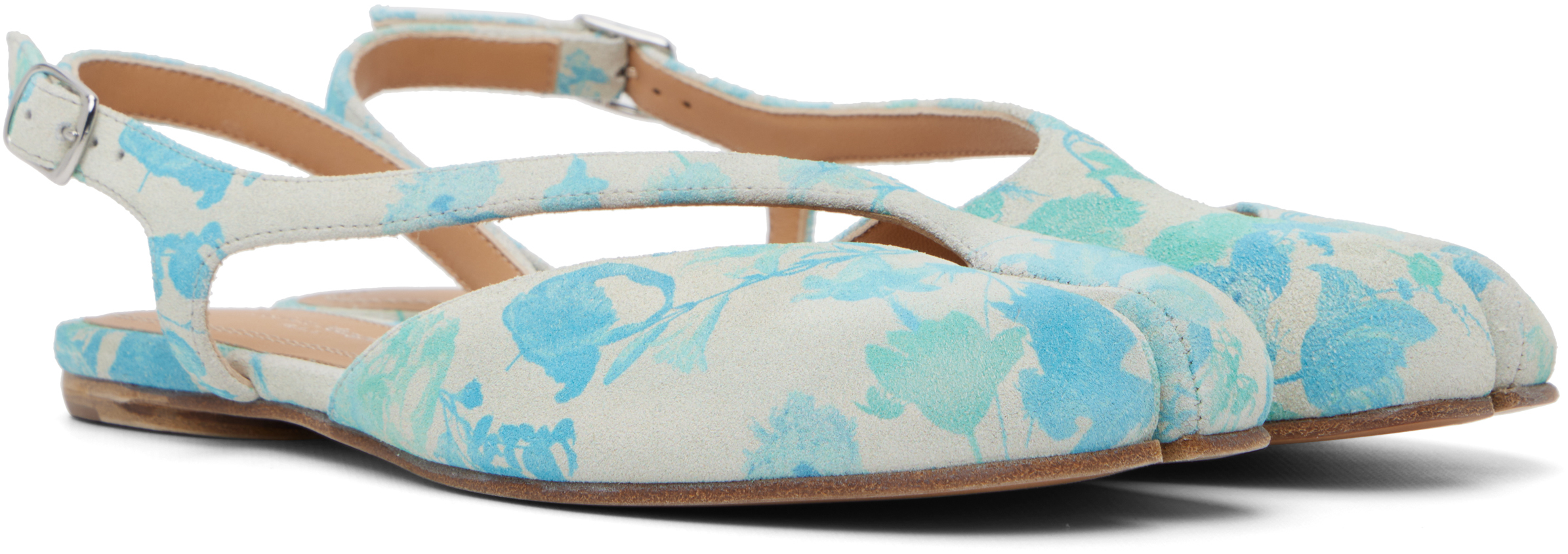 Blue & Gray Tabi Slingback Ballerina Flats