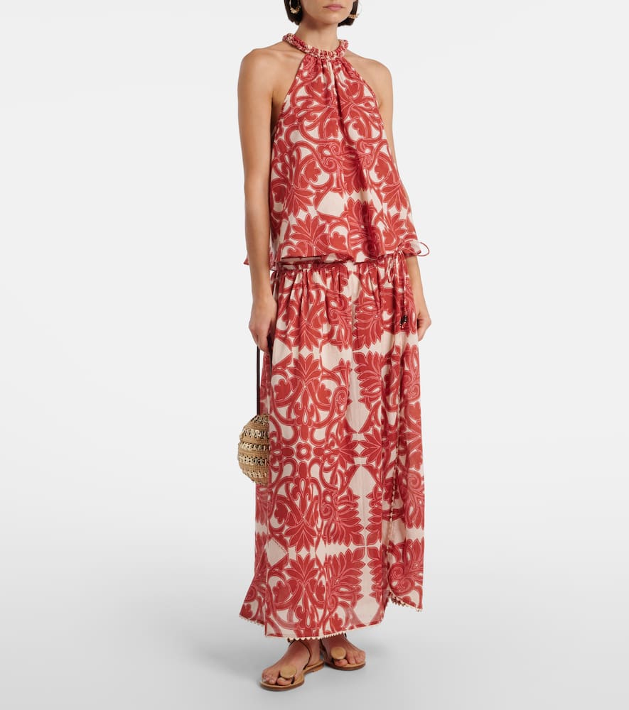 Noreen printed halterneck cotton top