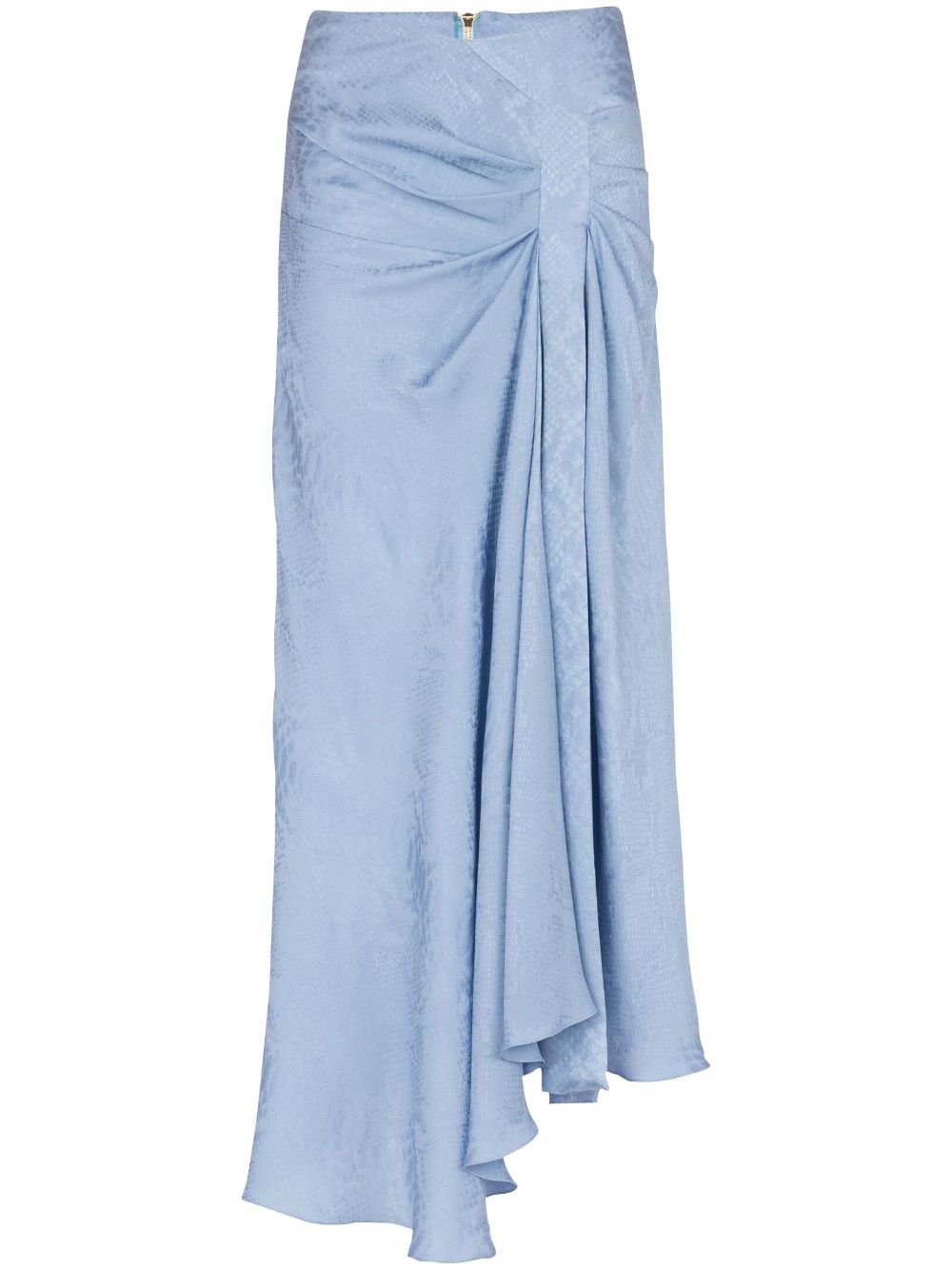 Snakeskin-jacquard draped silk skirt - Blue
