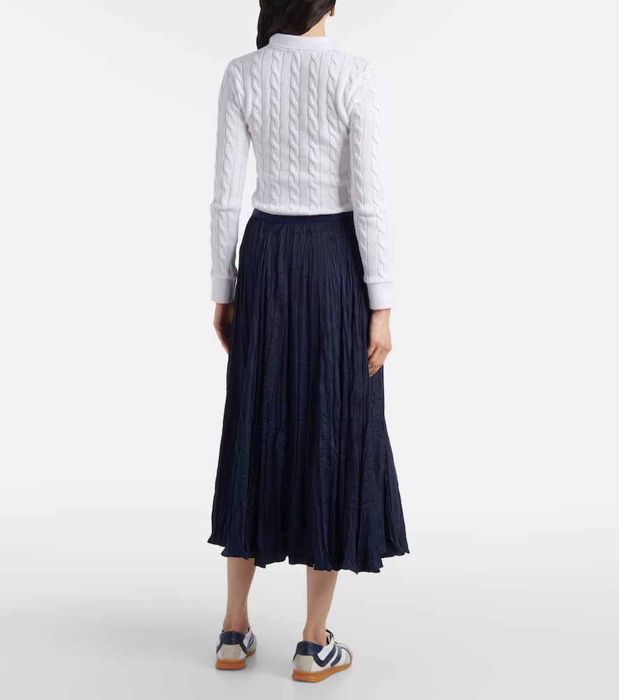 Crushed satin midi skirt