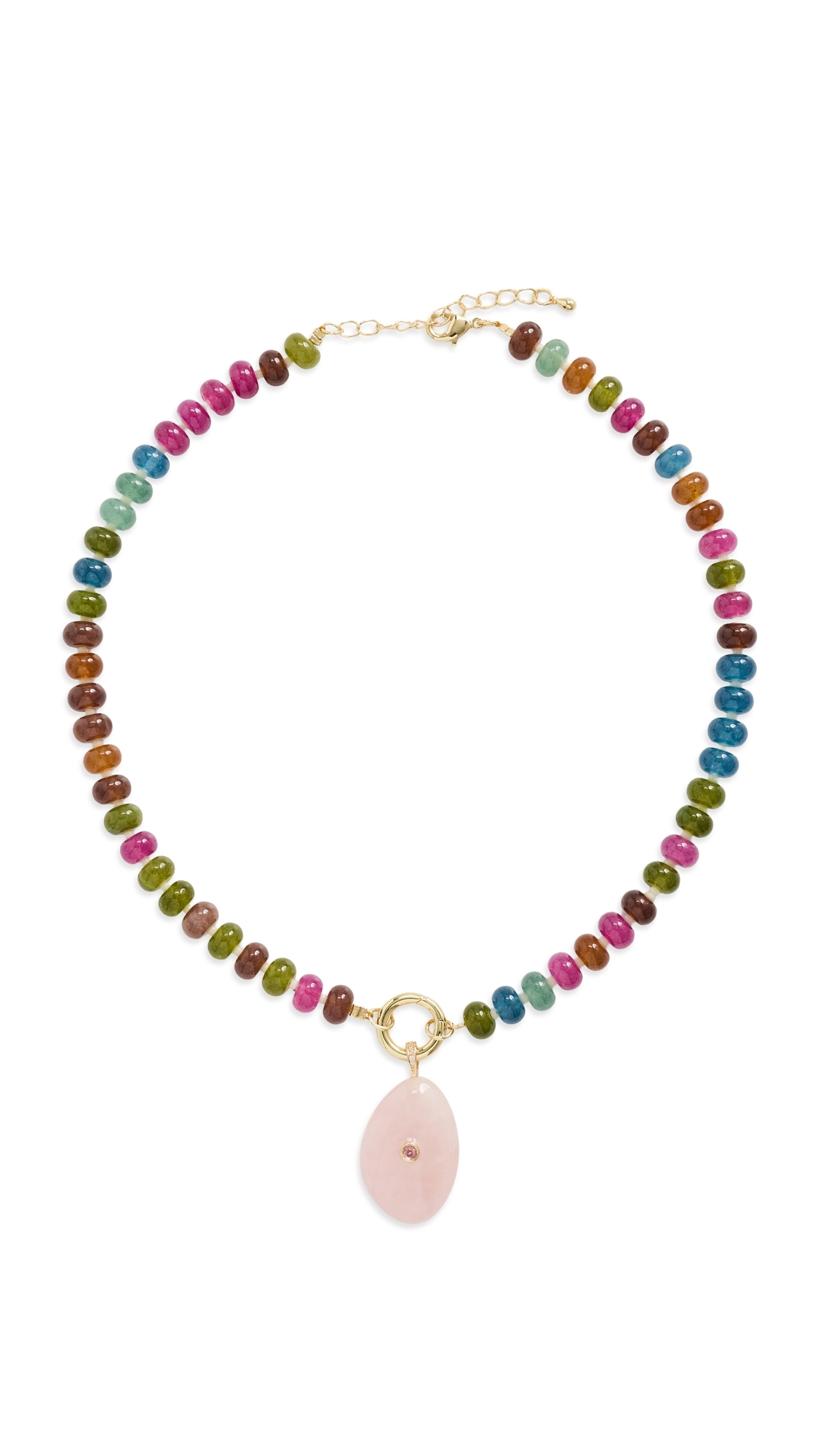 Beaded Natural Stone Drop Necklace Multicolor One Size