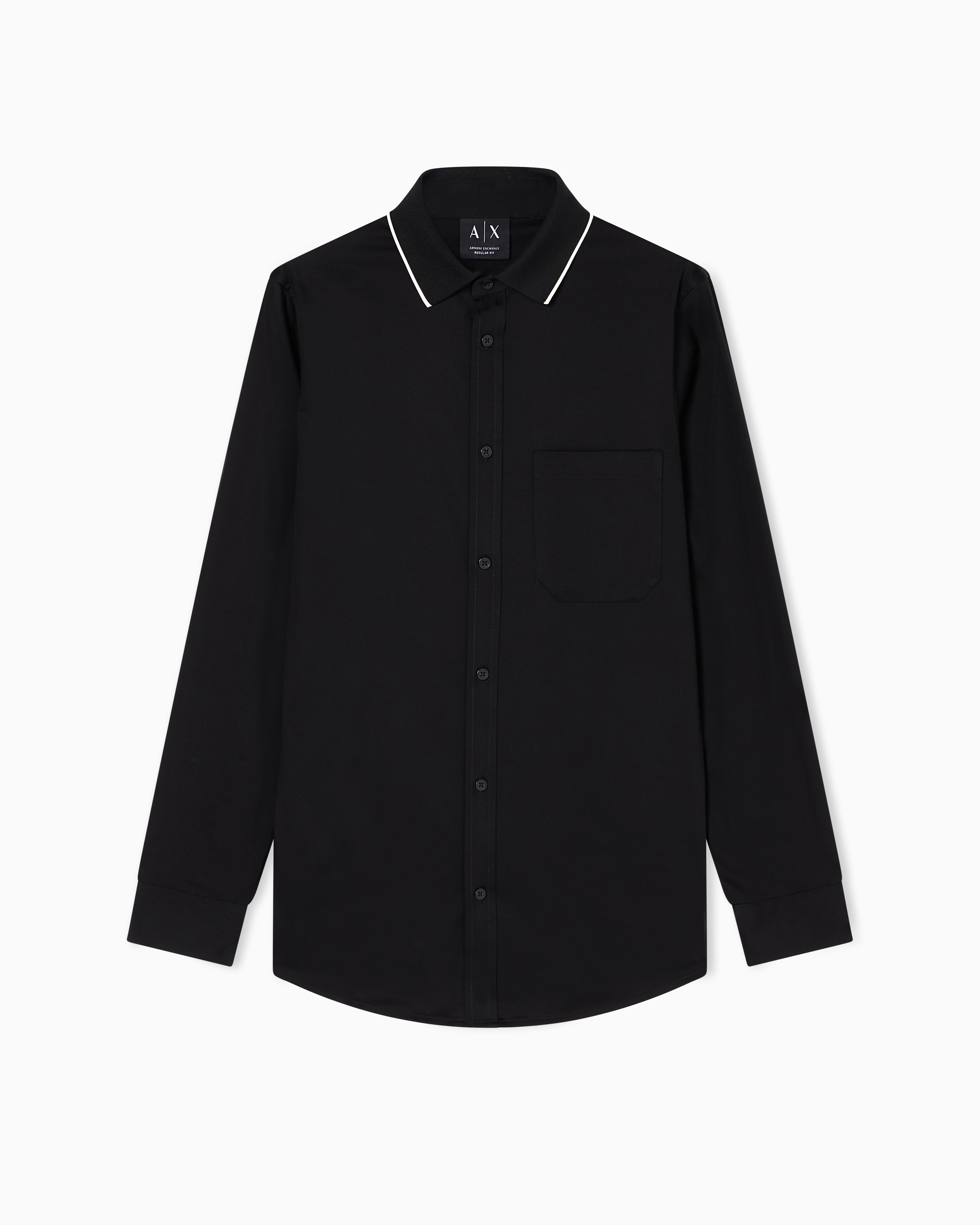 Stretch cotton shirt with contrasting profiles