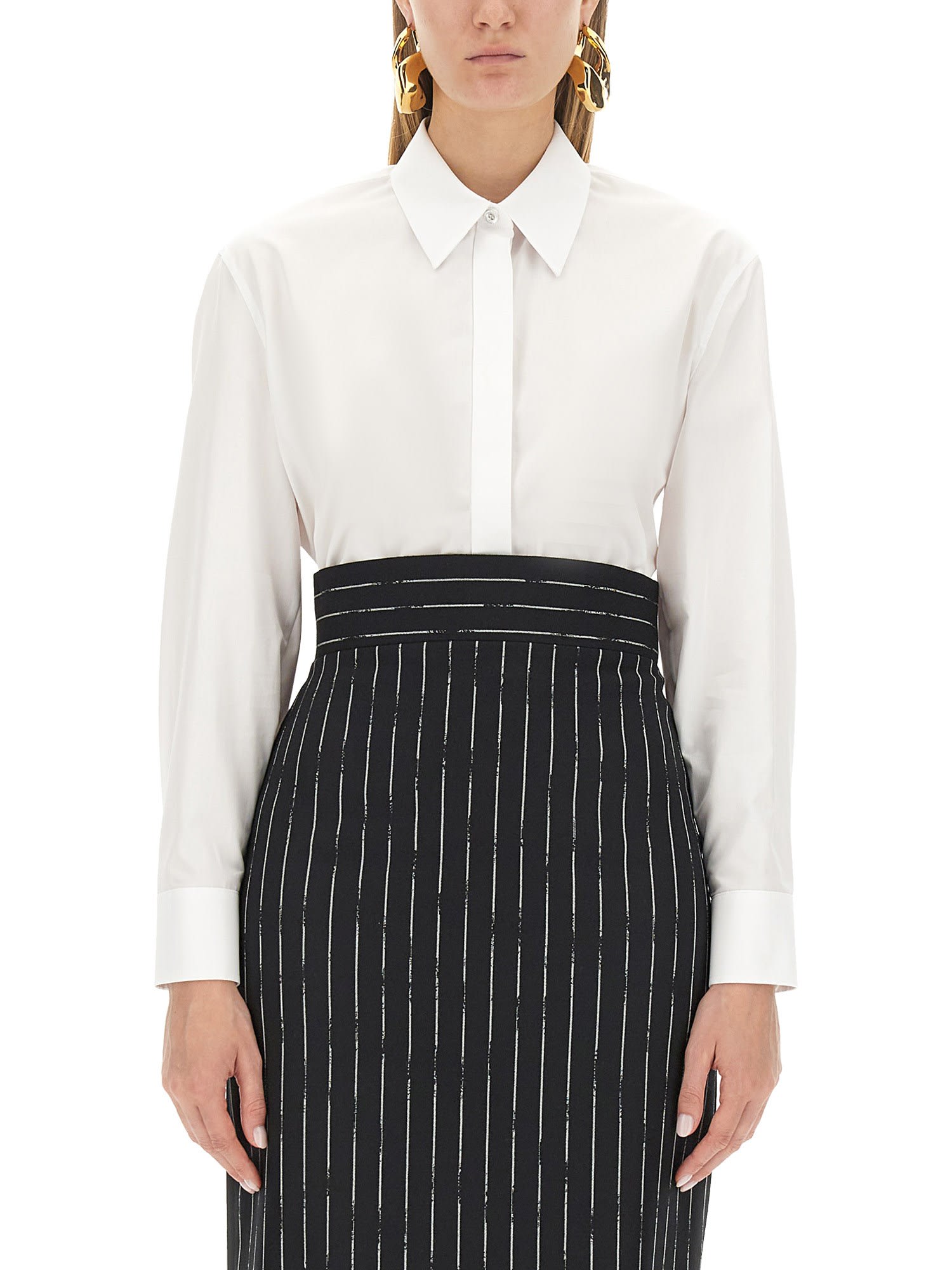 Point-collar cotton shirt - White