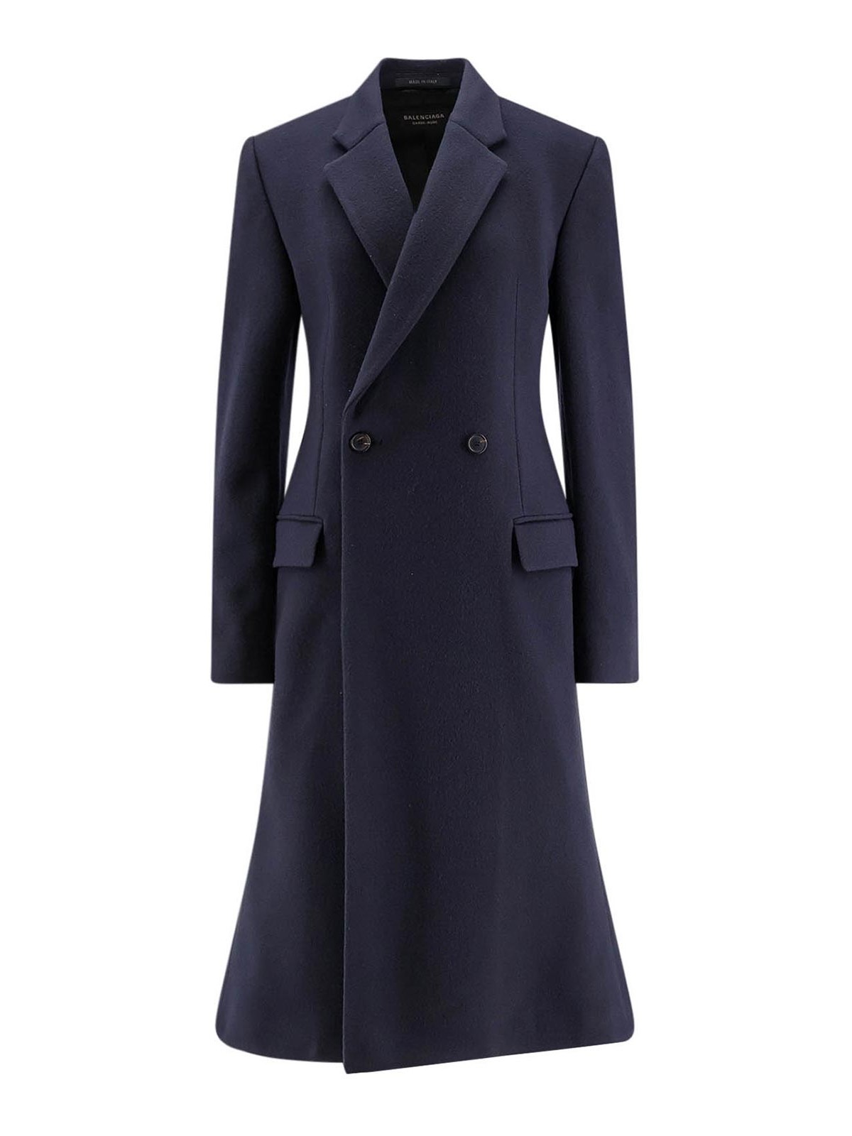 Double-breasted Godet Midi Wool Coat