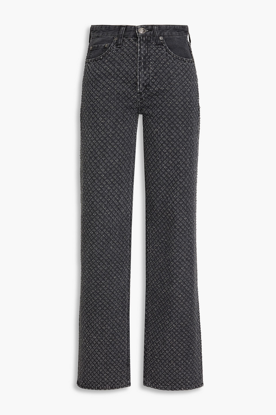 Logan distressed high-rise wide-leg jeans