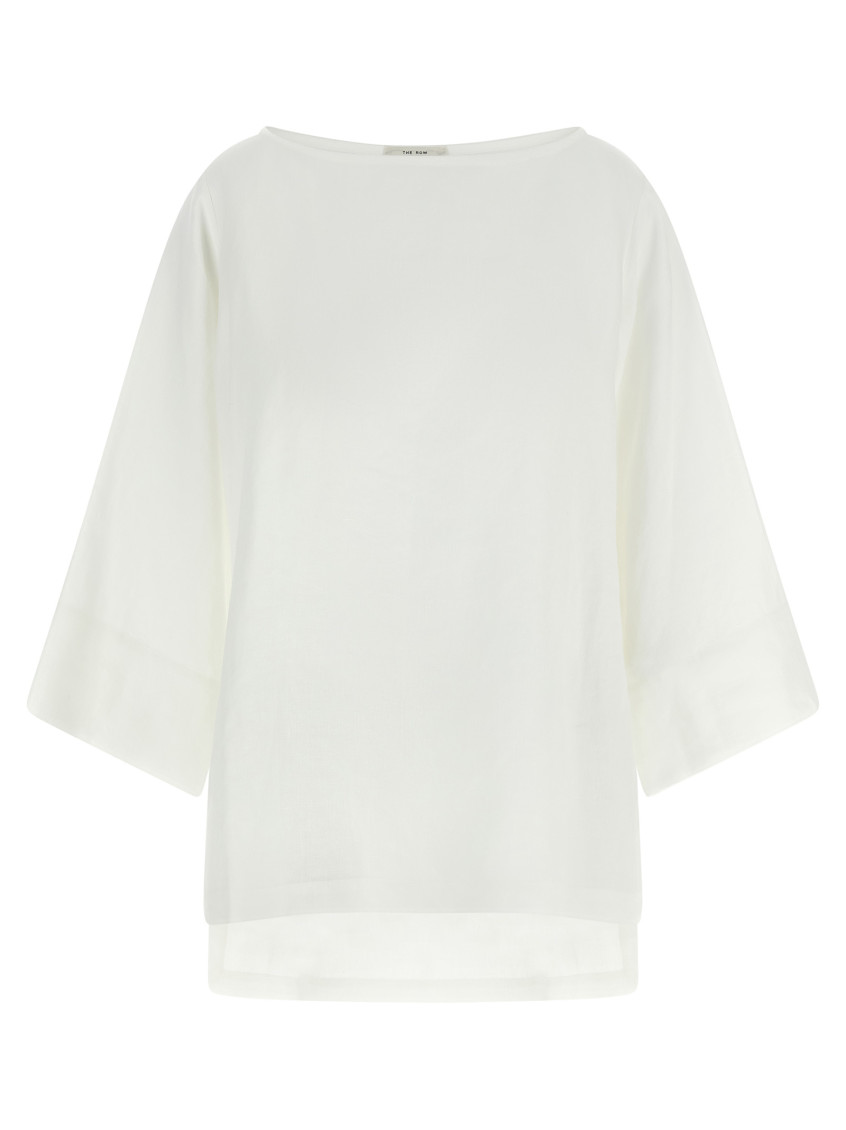 White Linen Junia Blouse Exterior: Maglie - Women