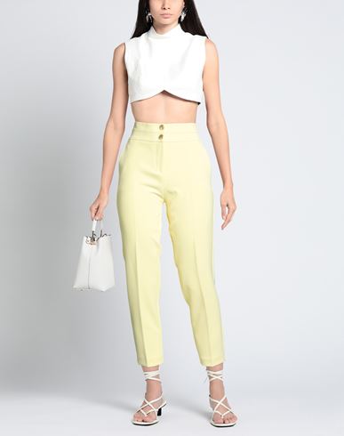 Woman Pants Yellow Size 4 Polyester, Elastane