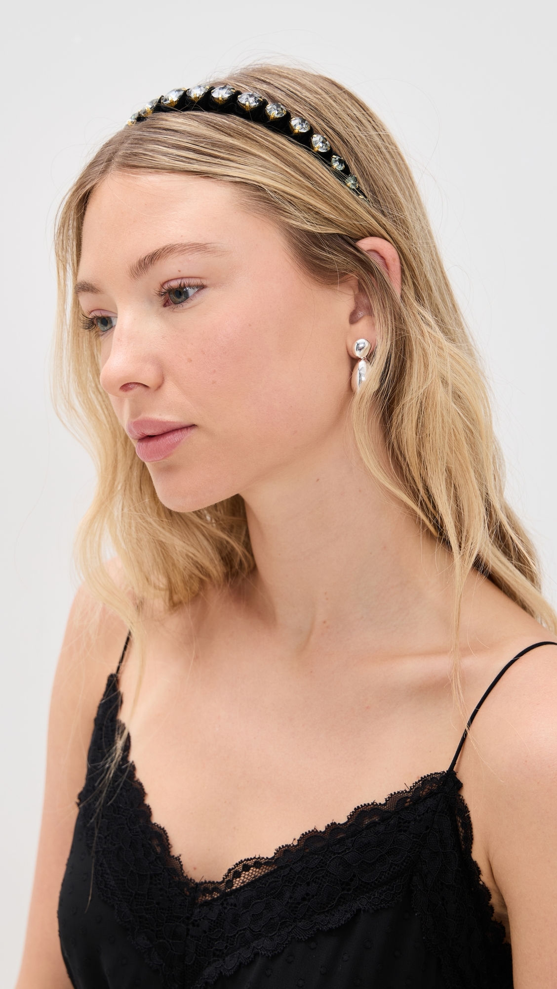 Graduated Crystal Headband Jet One Size