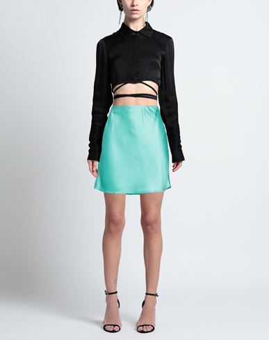 Woman Mini skirt Emerald green Size S Polyester