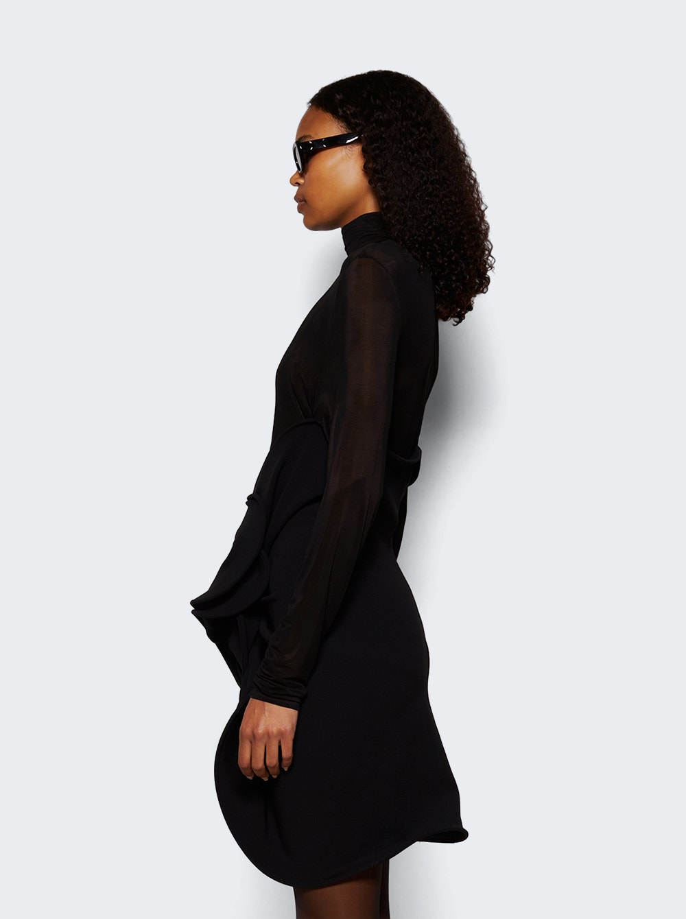 Sculptural high-neck mini dress - Black