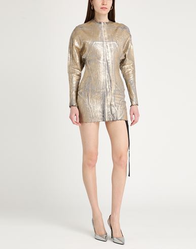 Woman Mini dress Gold Size S Cotton, Elastomultiester, Rubber