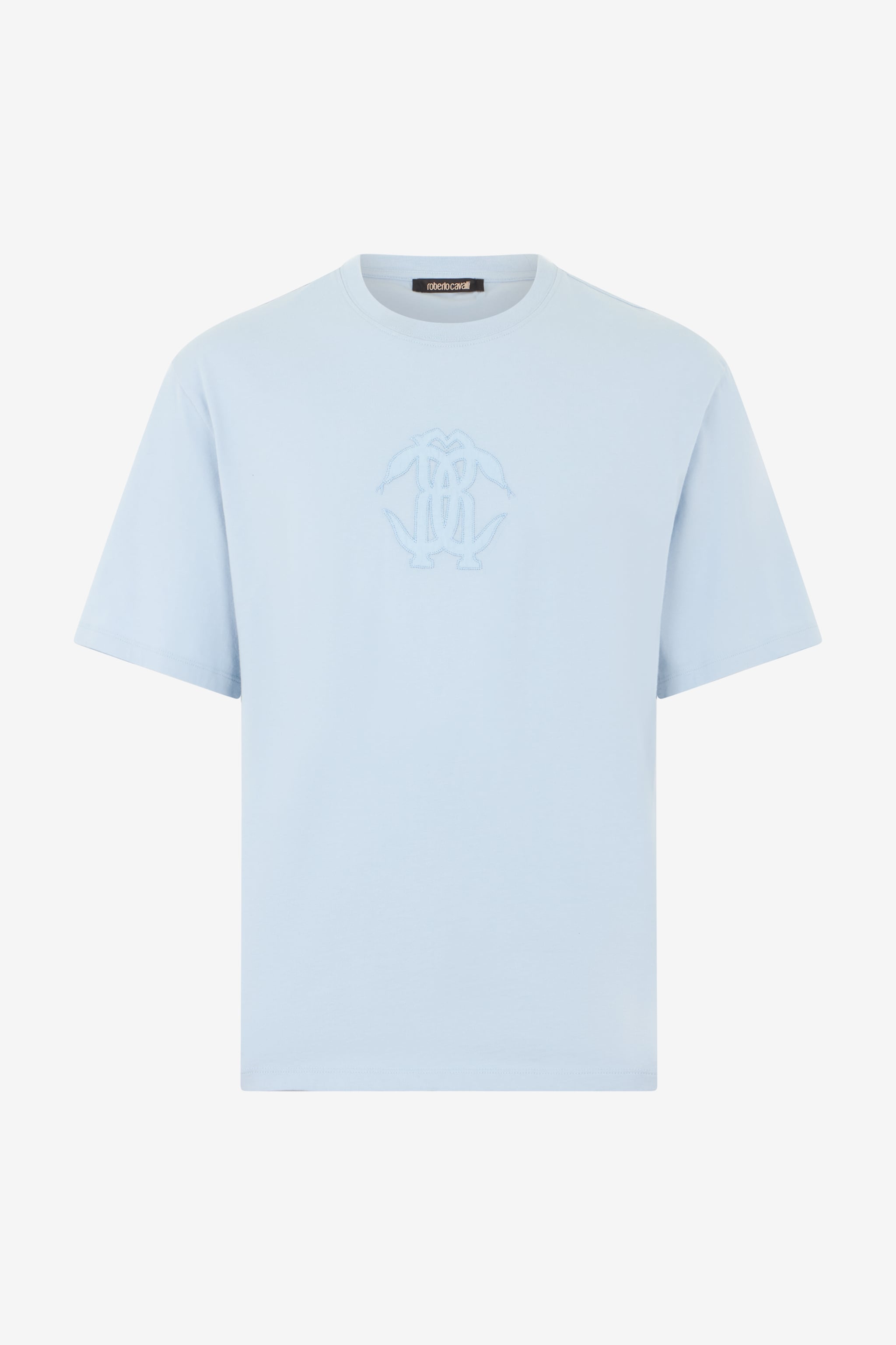 Light Blue T-shirt With Embroidered Logo - Male T