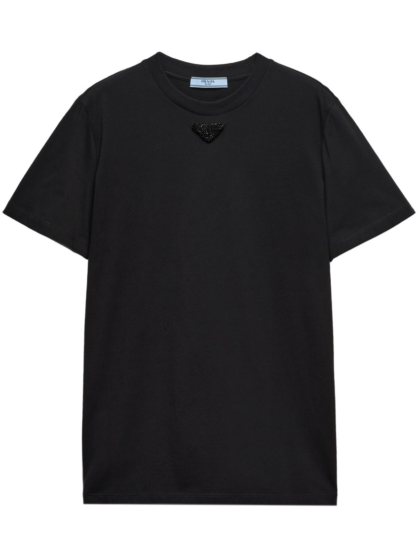 Black Embroidered-triangle Jersey T-shirt