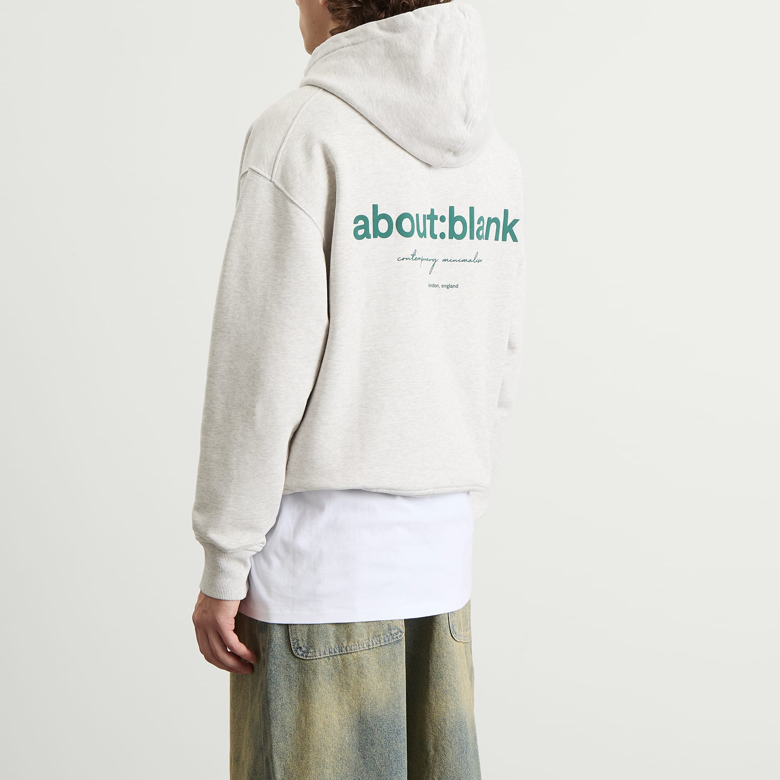 Men's Box Logo Hoodie Grey/Epsom Green