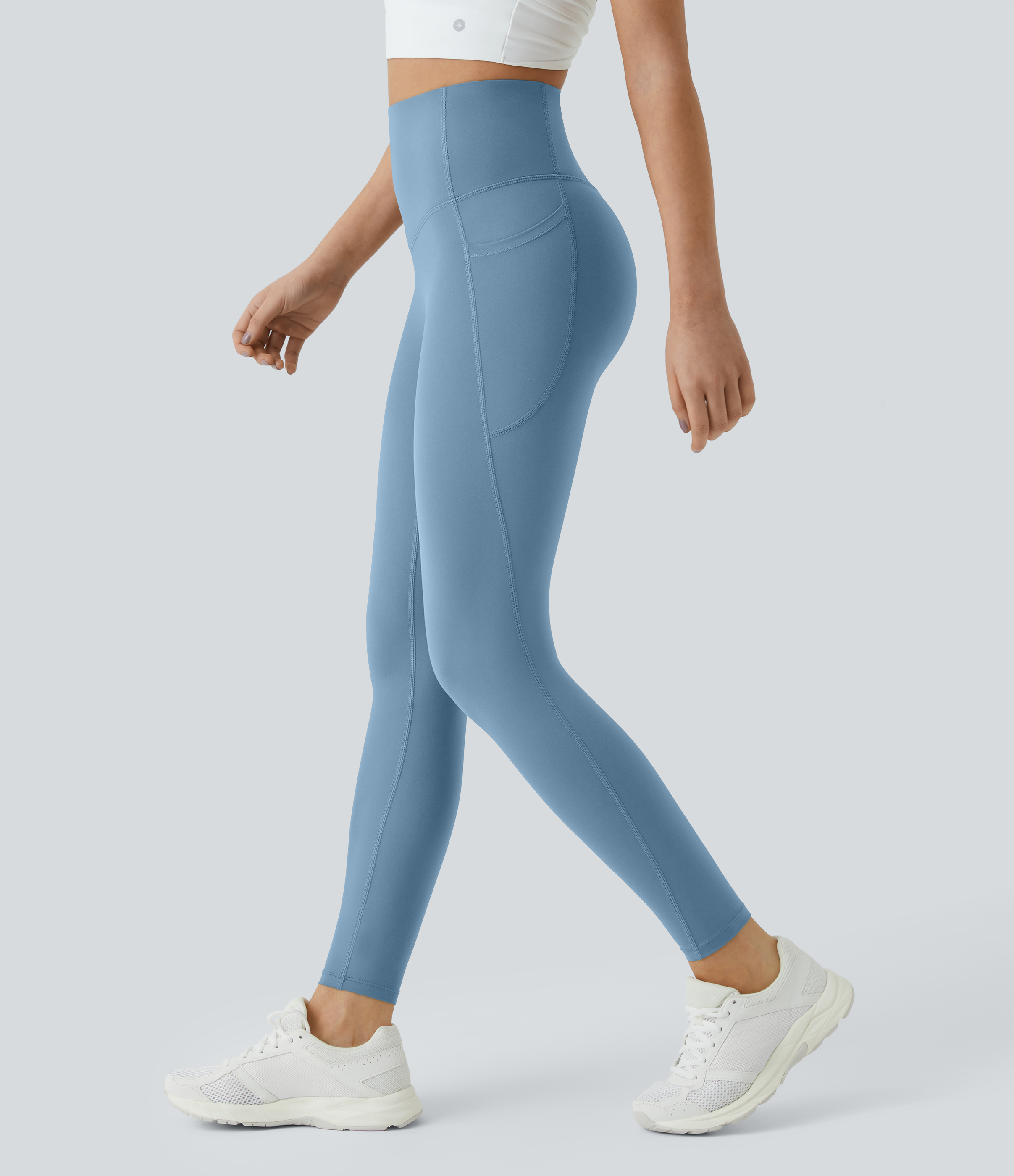 UltraSculpt™ SoCinched High Waisted Tummy Control Pocket Shaping Training Leggings  - Whale Blue