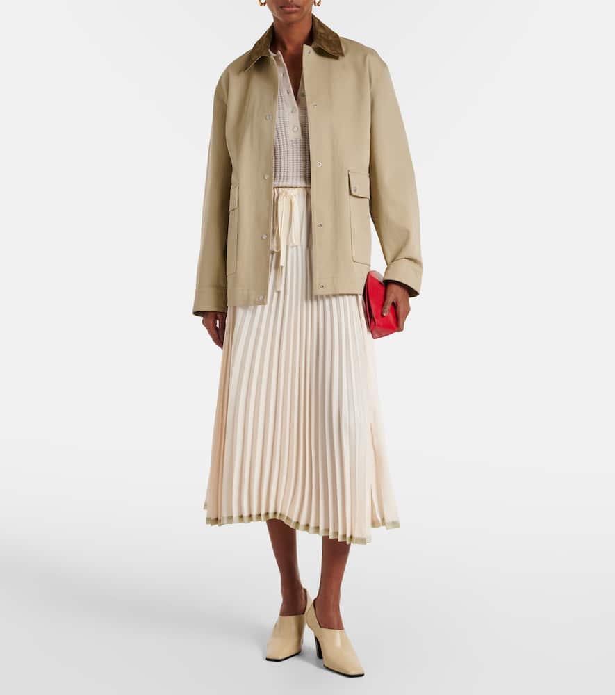 Plissé tiered midi skirt