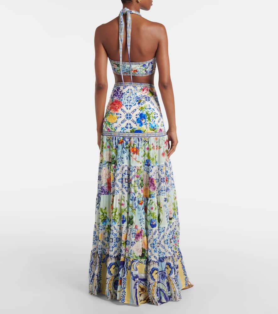 Camilla Crystal-embellished halterneck wrap top