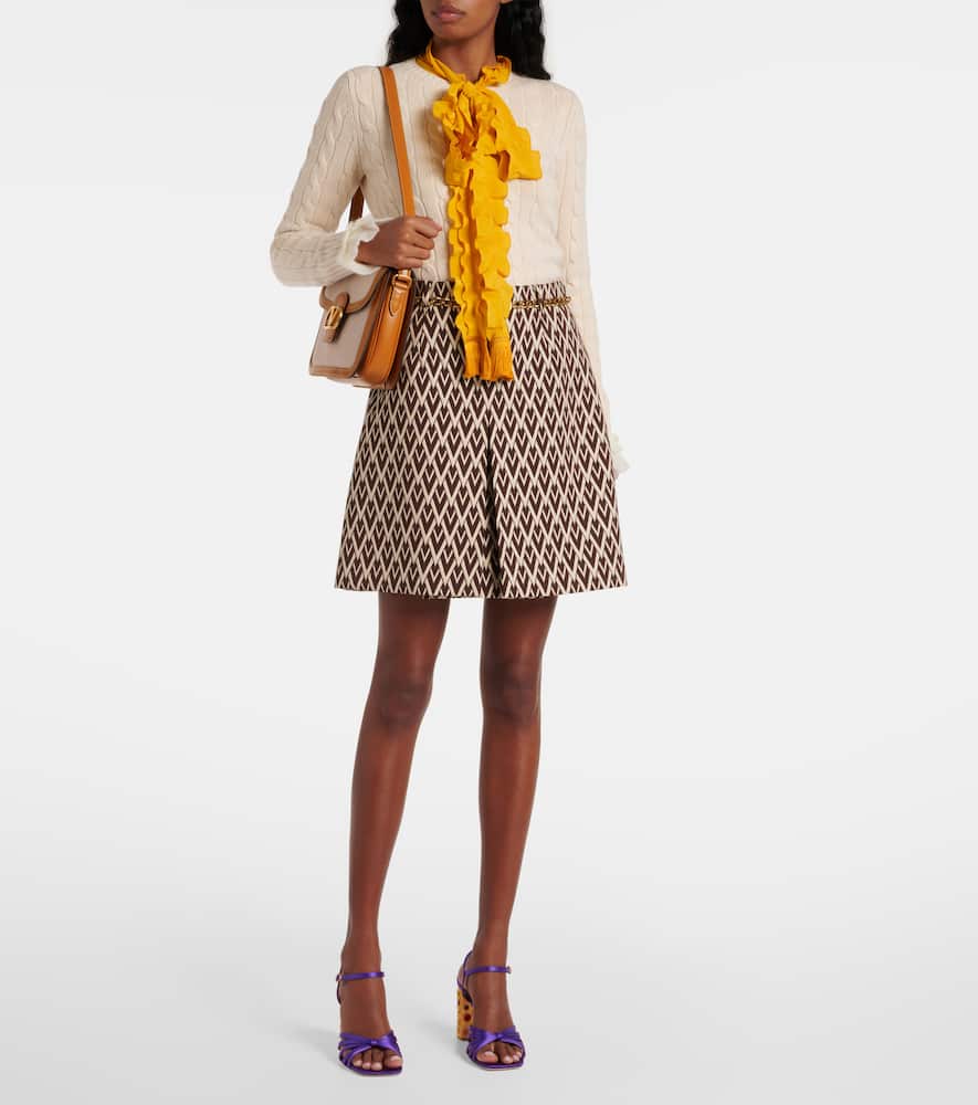 Toute La V wool jacquard miniskirt