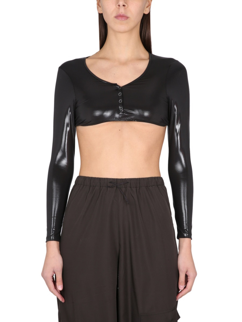 Black Solid Scoop Neck Top