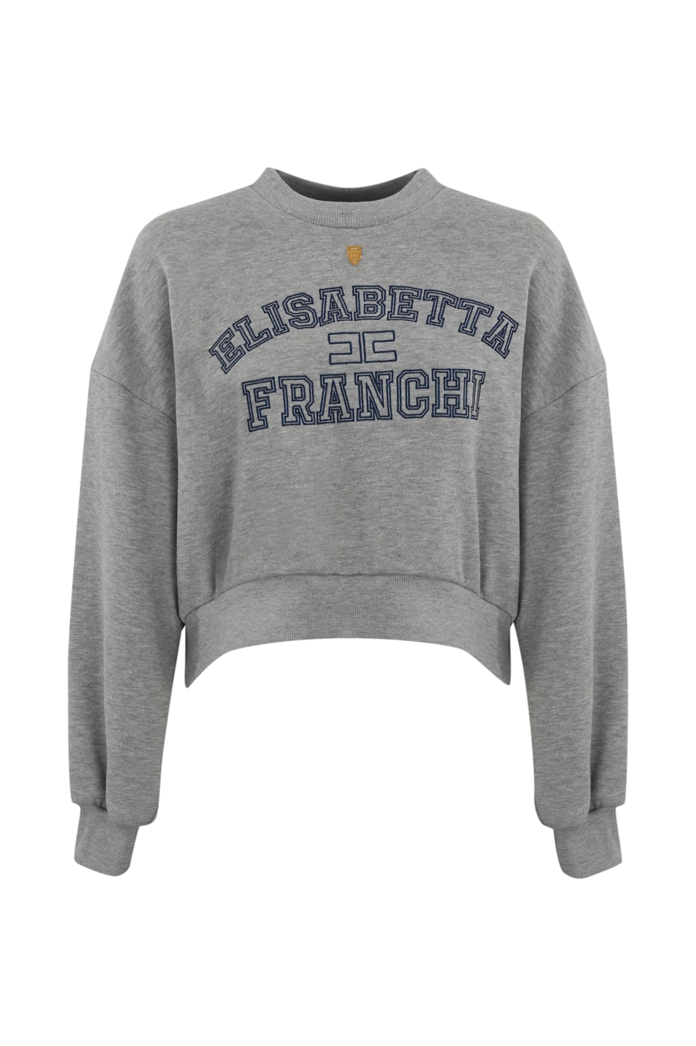 Cropped Sweatshirt In College Style Logo Cotton