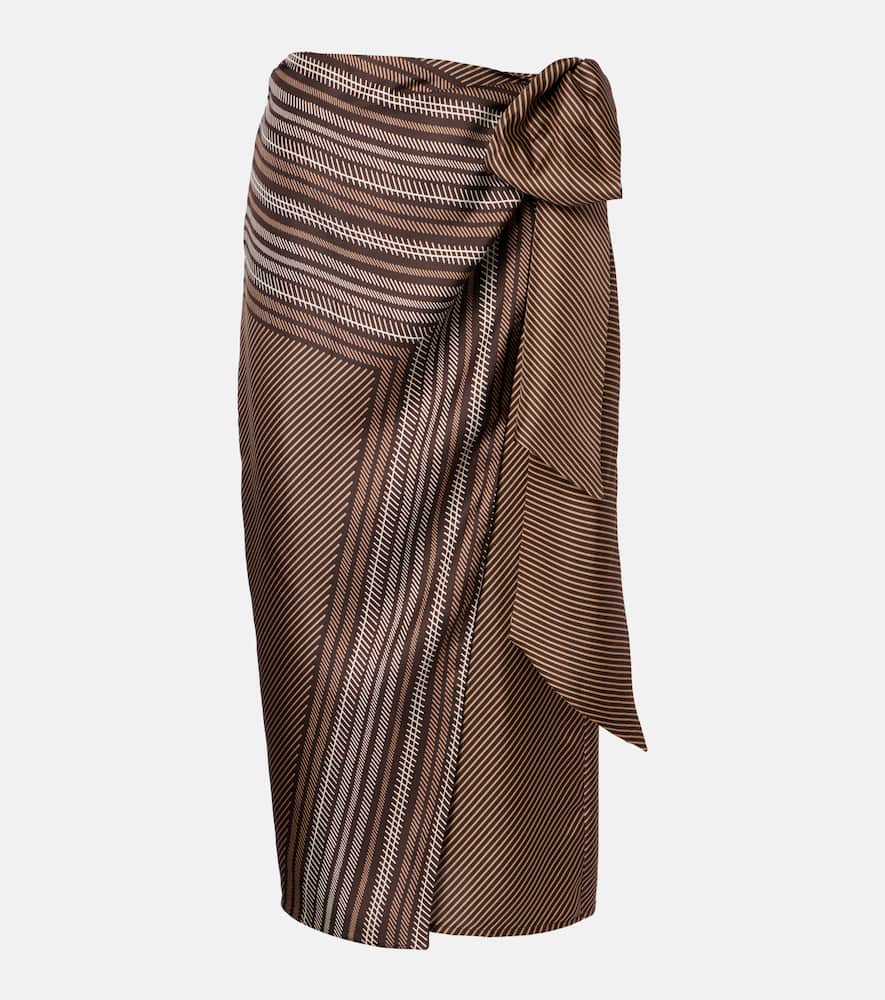 Edro striped silk wrap skirt