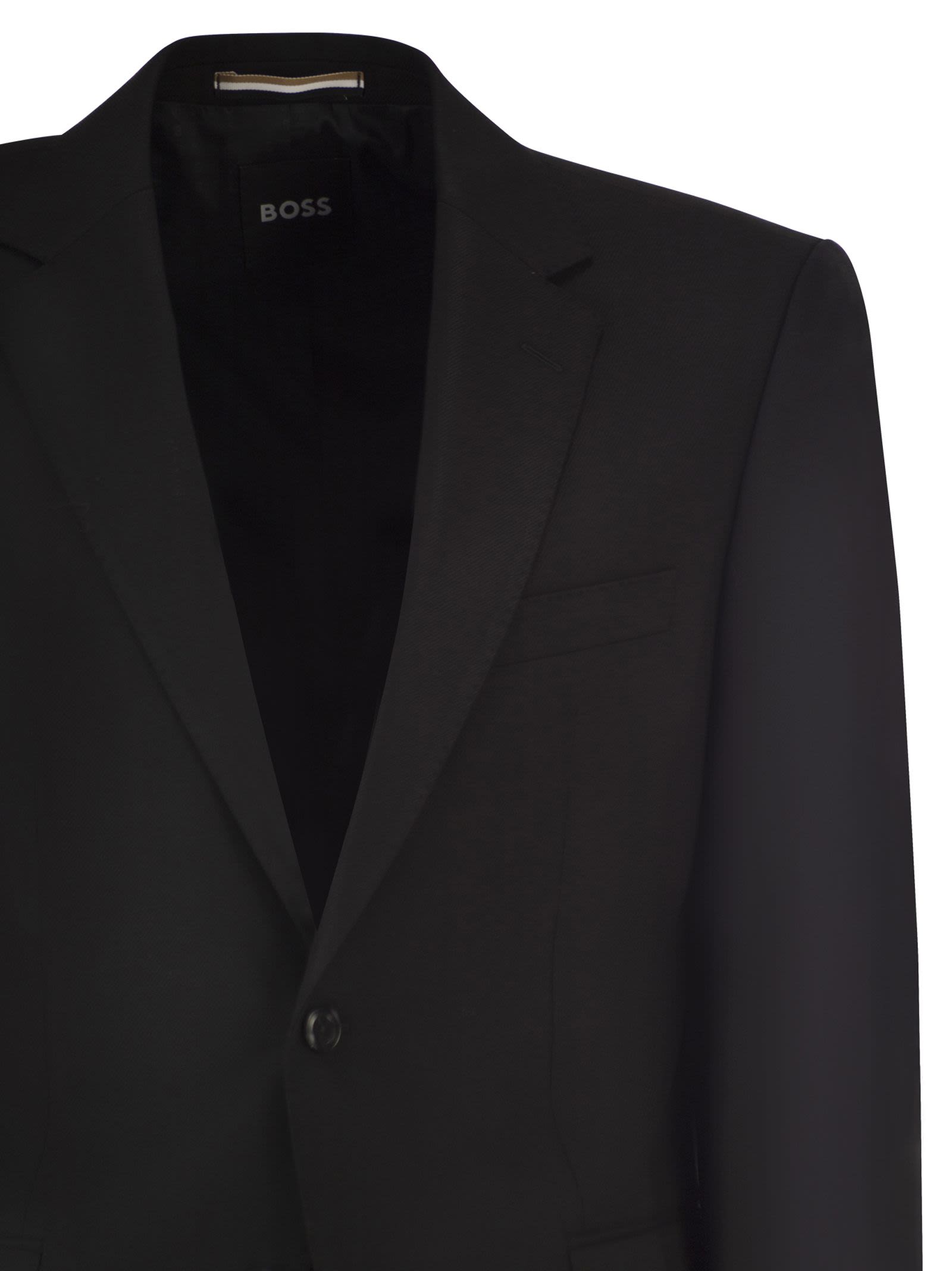 Boss Regular Fit Suit In Wool And Elastane Blend