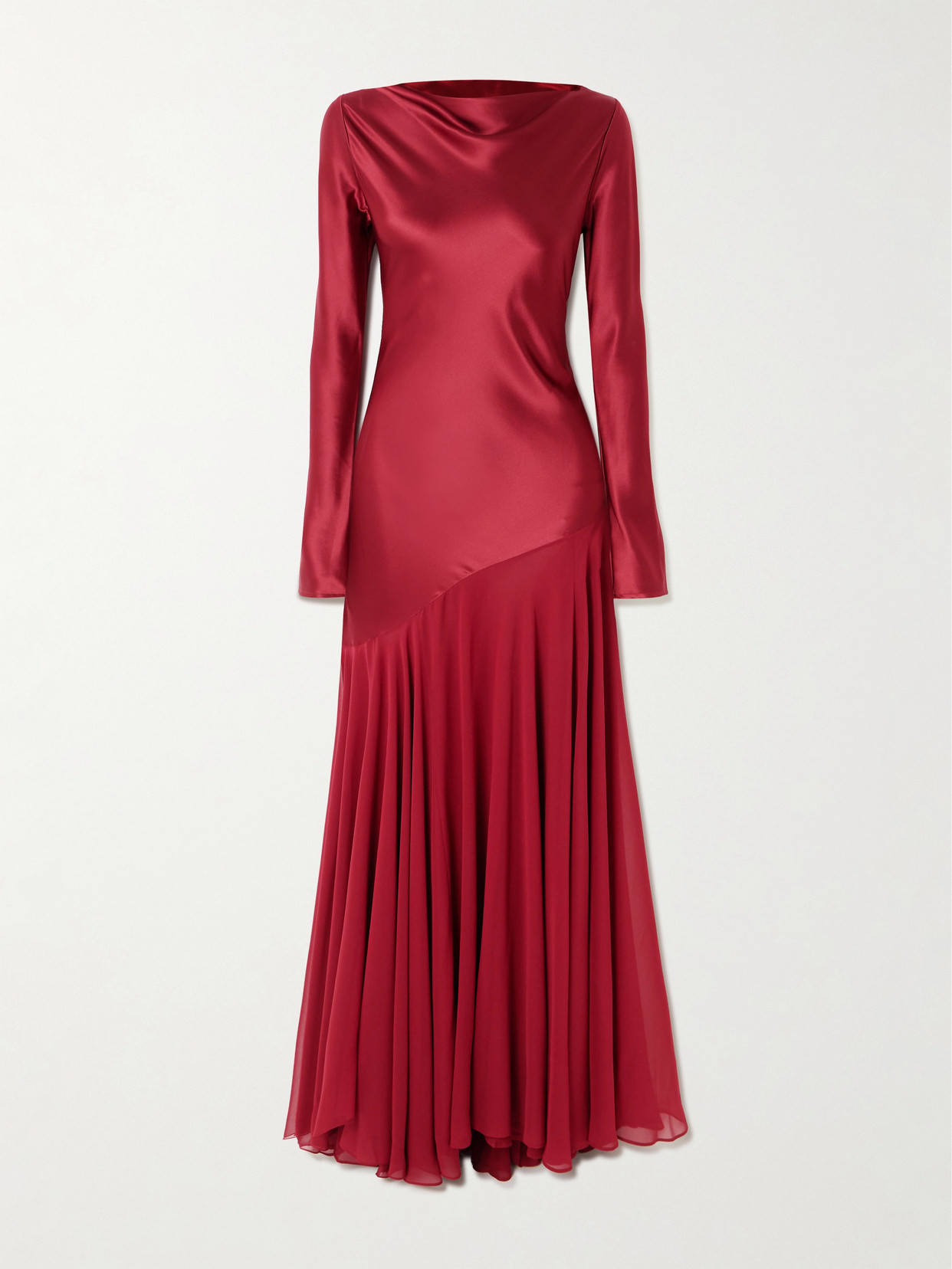 Cordelia Silk-satin And -chiffon Gown - Red