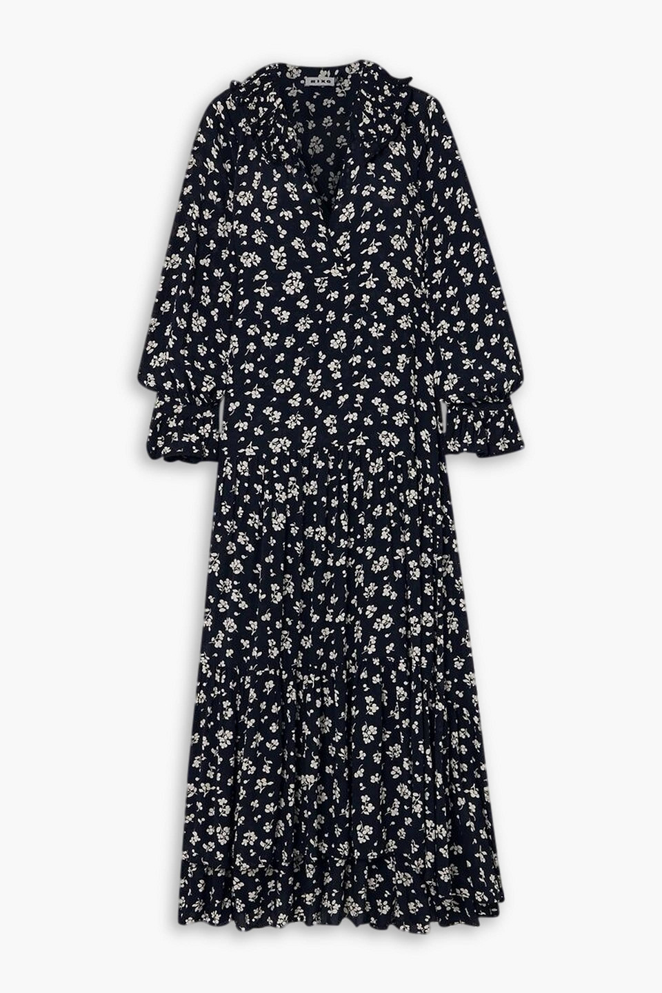 Mali floral-print crepe de chine midi dress - Blue - UK 6