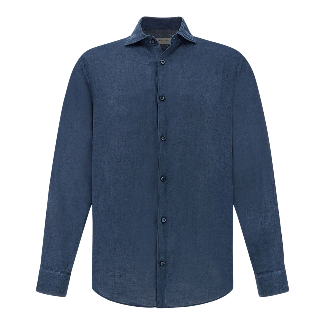 Garment‑dyed linen shirt, Man, Blue