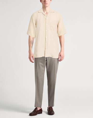 Man Shirt Beige Size L Linen