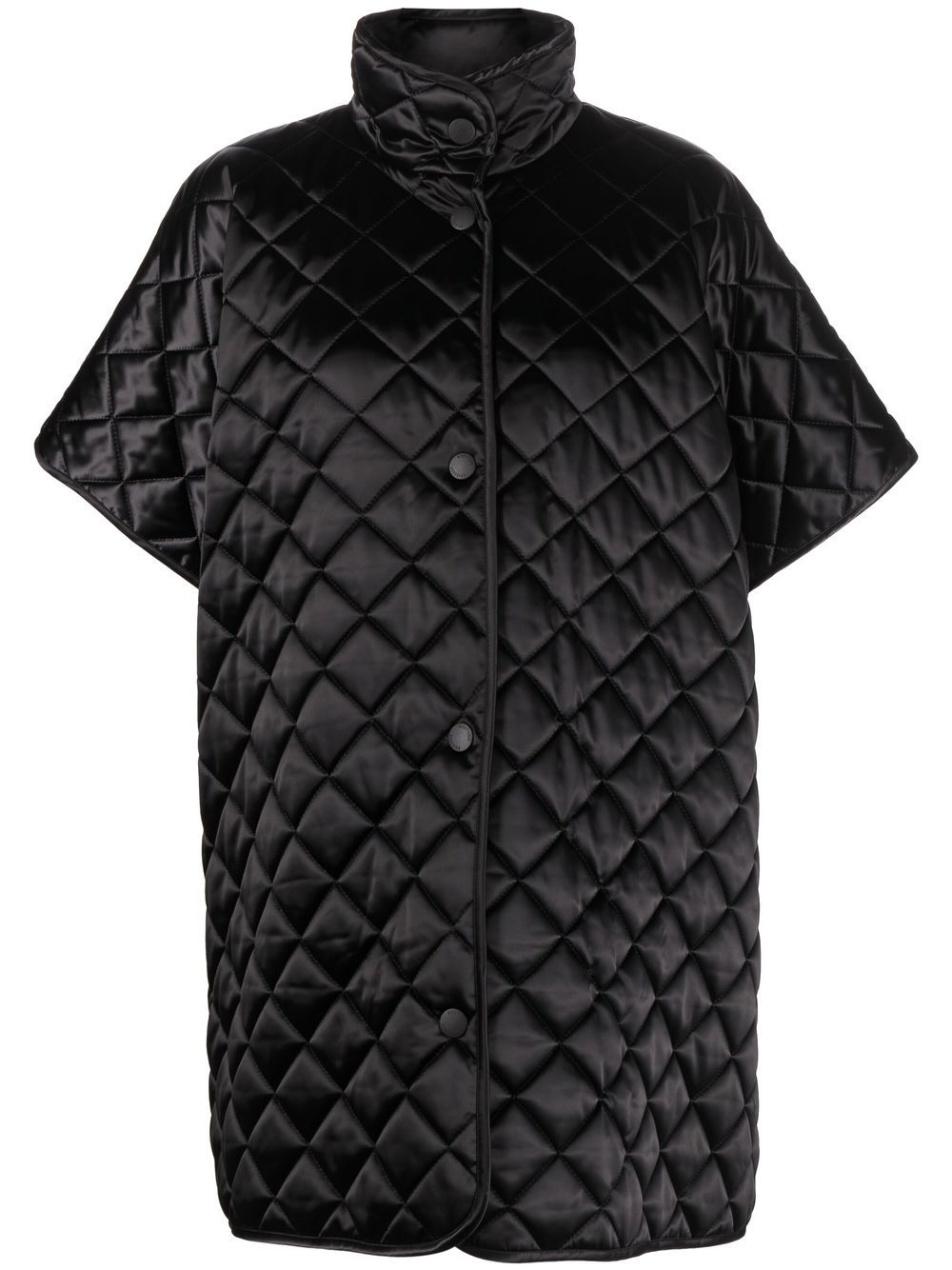 Quilted short-sleeve coat - Black