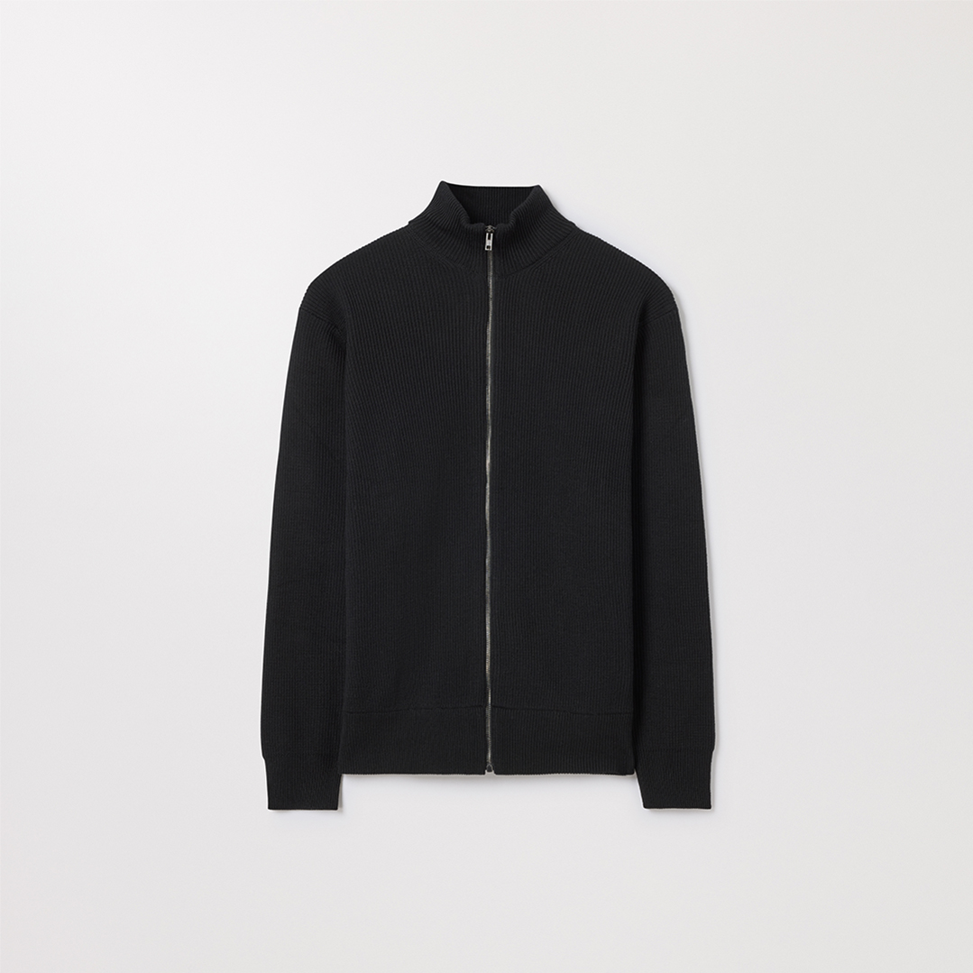 Asket Merino zip-cardigan donkerblauw - Men