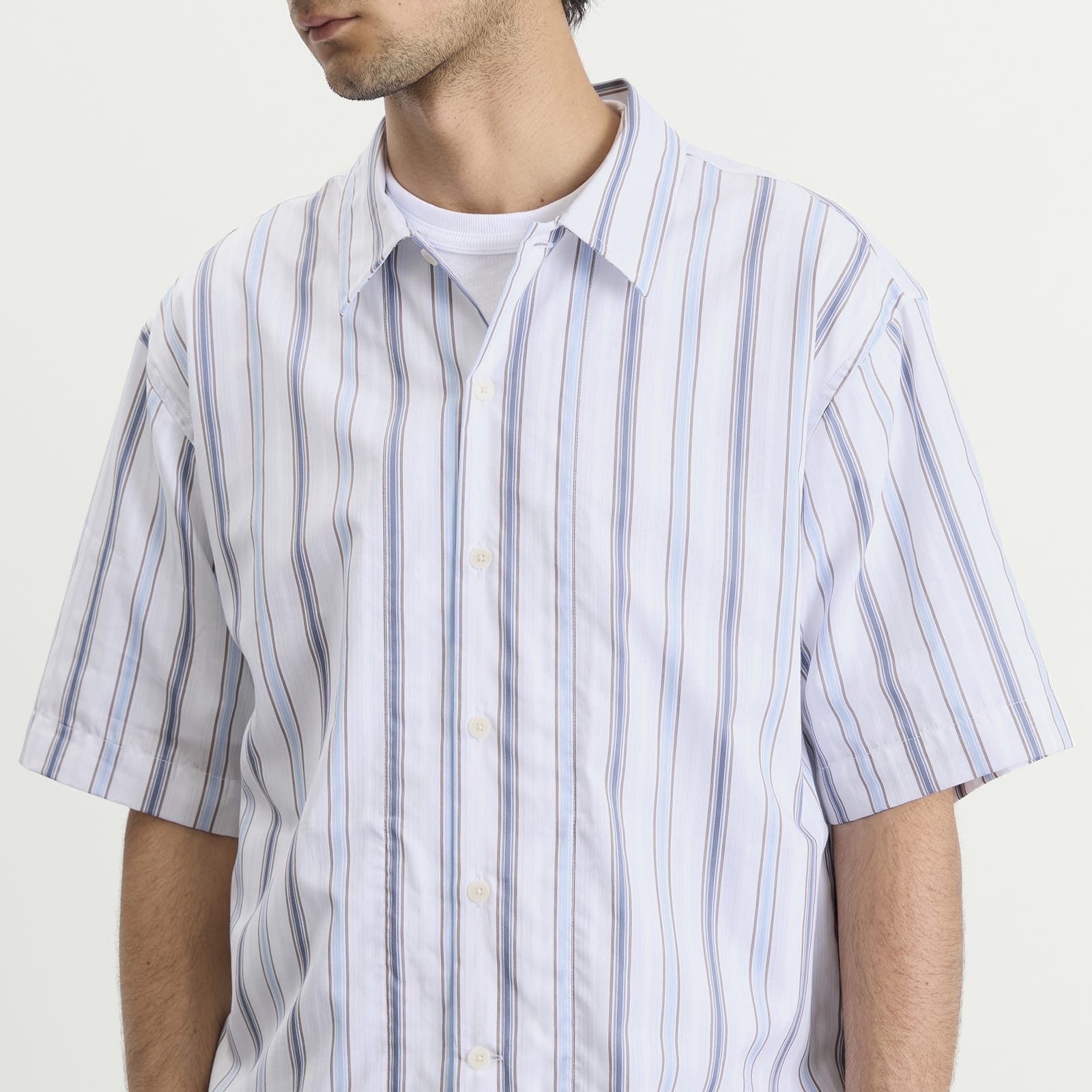 Men's Reed Boxy Short Sleeve Shirt Blue Stripe