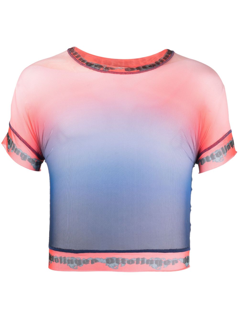 Gradient mesh cropped T-shirt - Blue