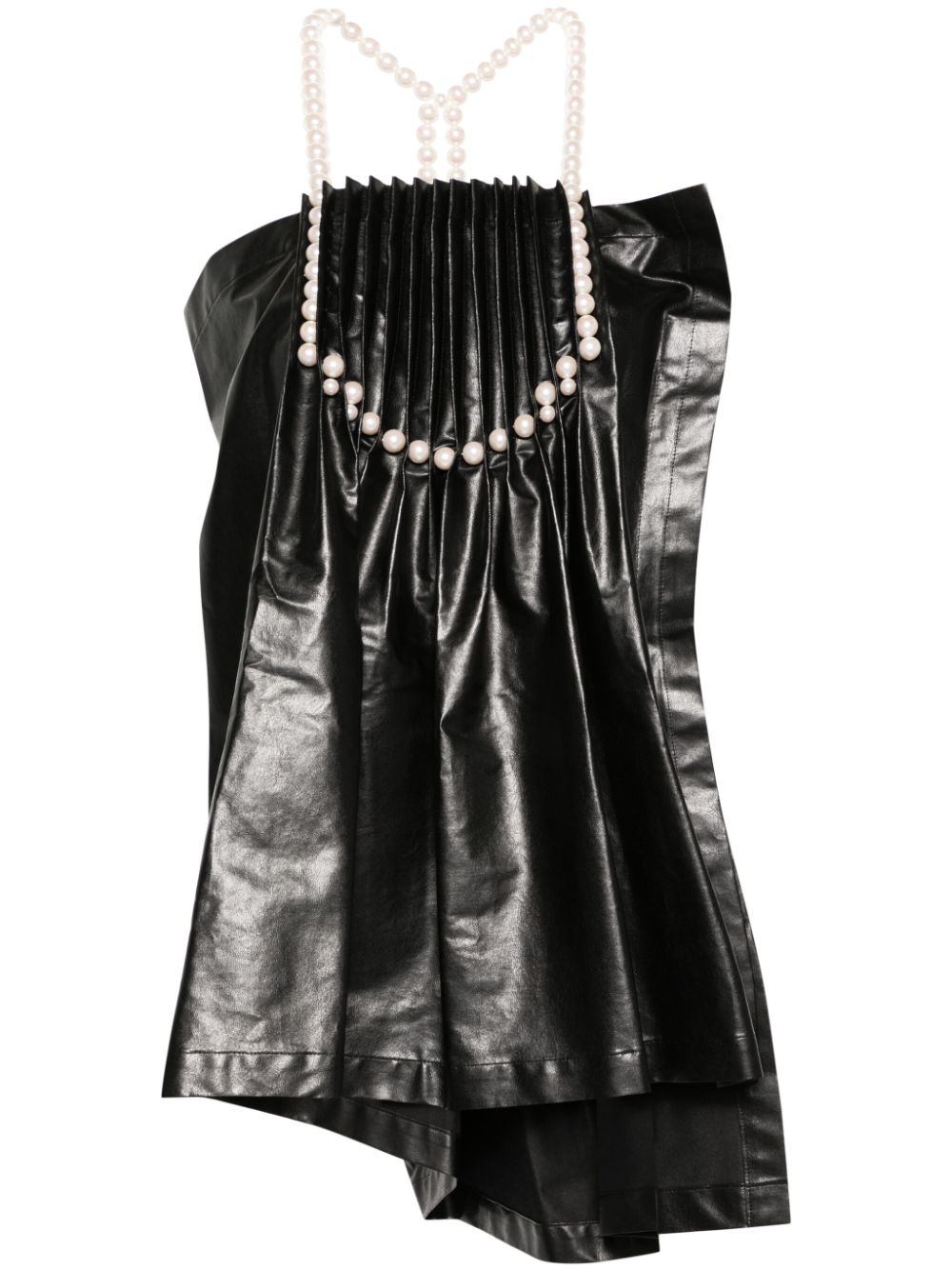 Pearl-detail pleated blouse - Black