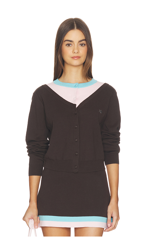 Kate Barton Illusion Layered Cardigan in Espresso. M also in