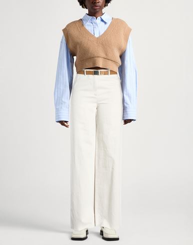 Woman Pants Light grey Size 12 Cotton, Linen
