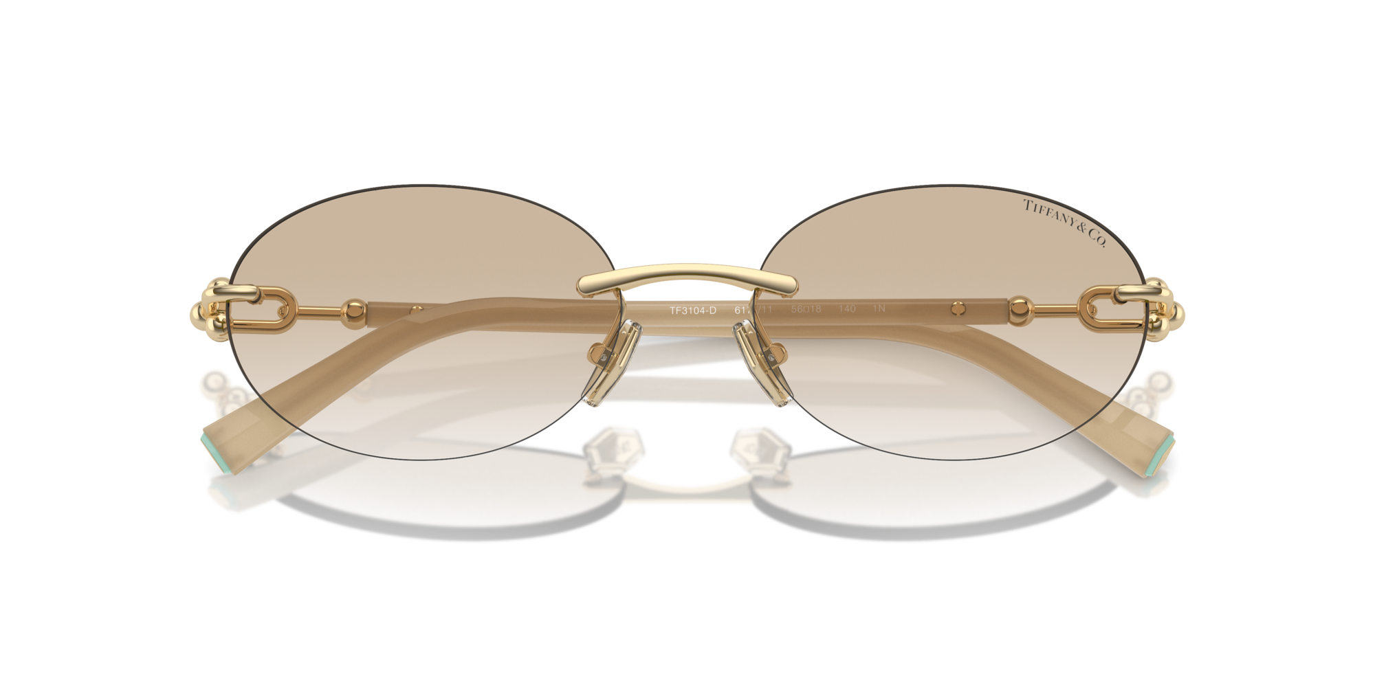 Tiffany Woman Tiffany TF3104D 617811 Sunglasses Metal Gold Grey Round Normal Shaded