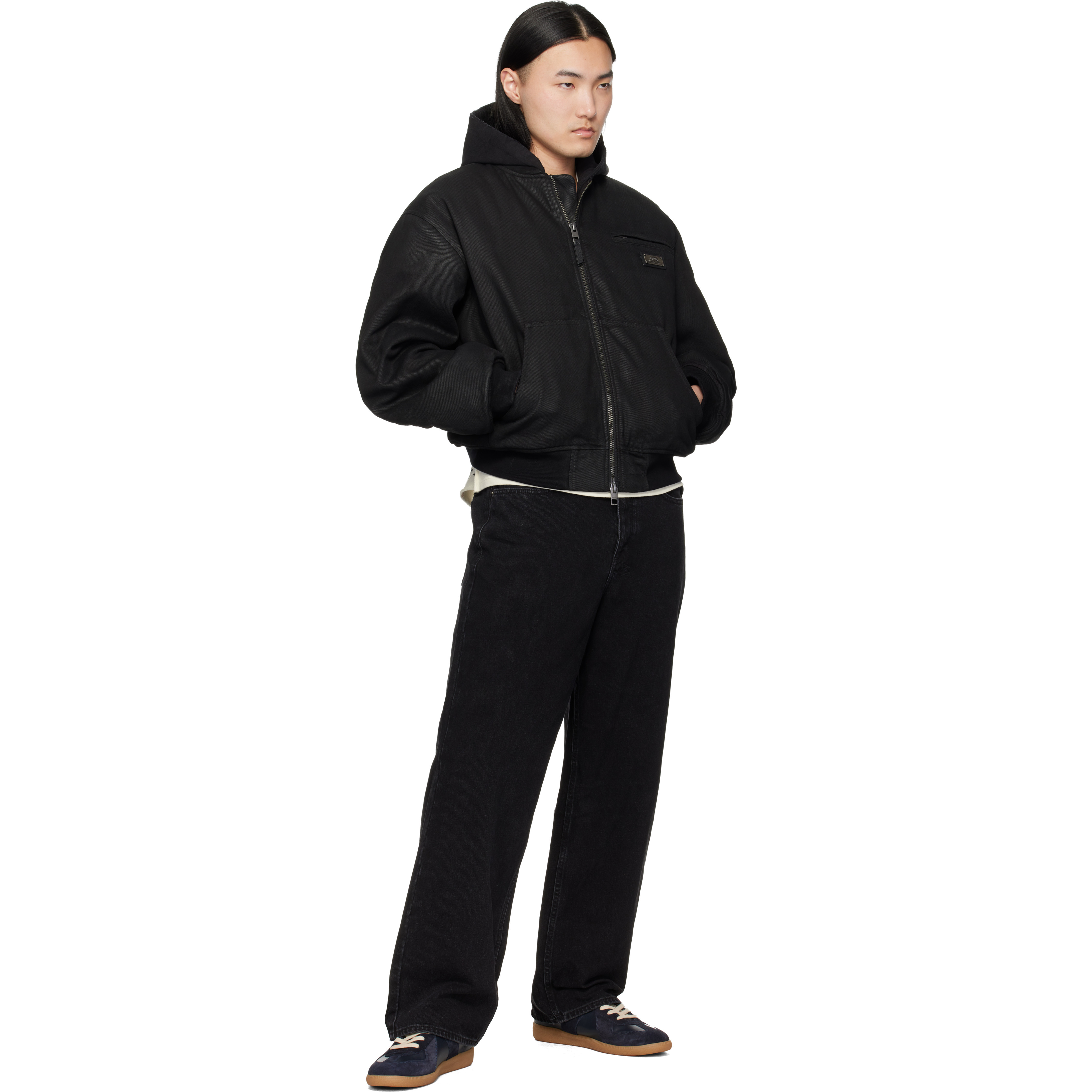 Black Sin City Plated Waxed Jacket