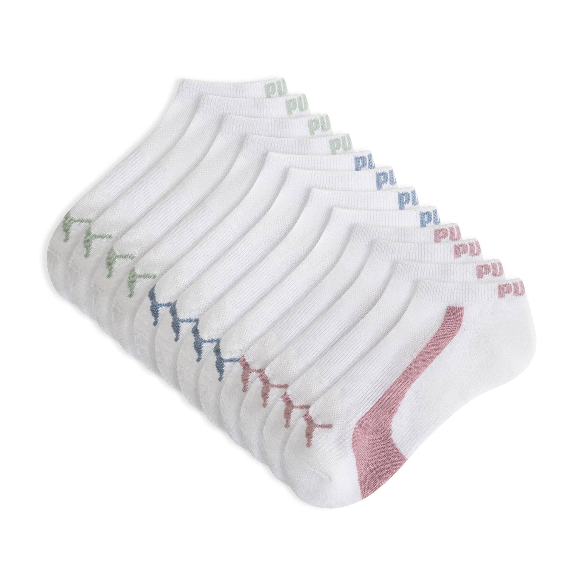 PUMA Women's Half-Terry Low Socks (6 Pairs) in Medium Pink, Size 9-11