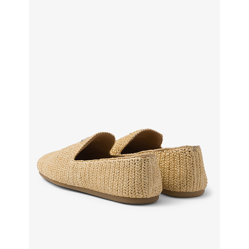 Mens Neutral Logo-plaque Slip-on Woven Loafers