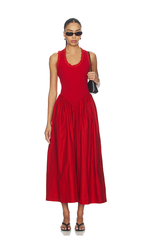 ROAME. Lucy Rib Maxi Dress in Red. XS. Also in