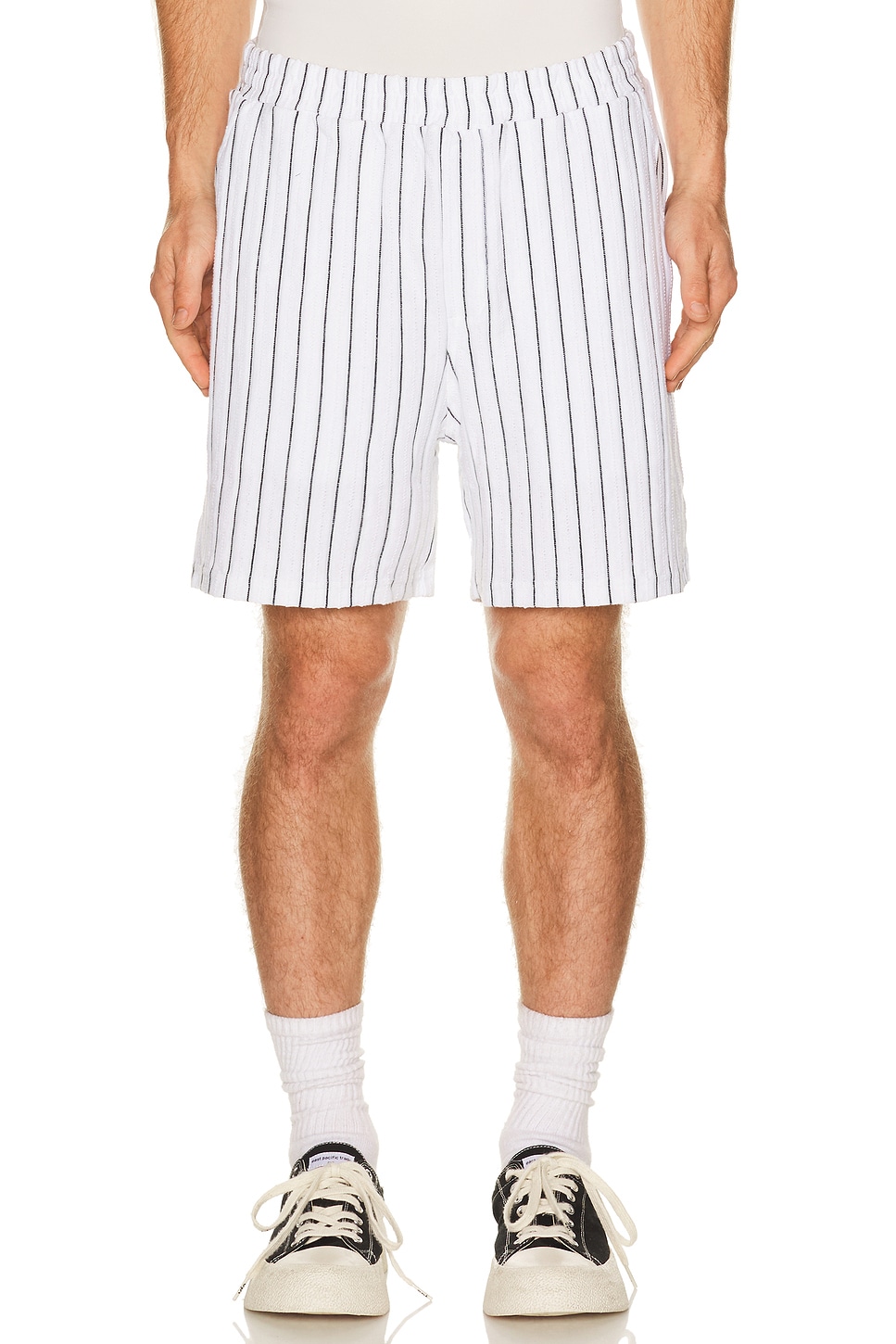 SAMSOE SAMSOE Sajabari Shorts in Skywriting Stripe - White. M also in L, XL/1X, XXL/2X