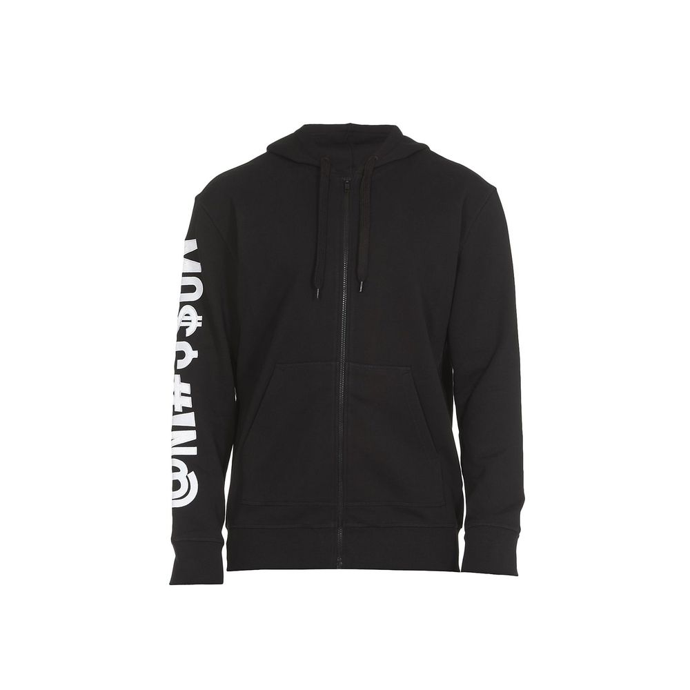 Embroidered Logo Cotton Hoodie — Black