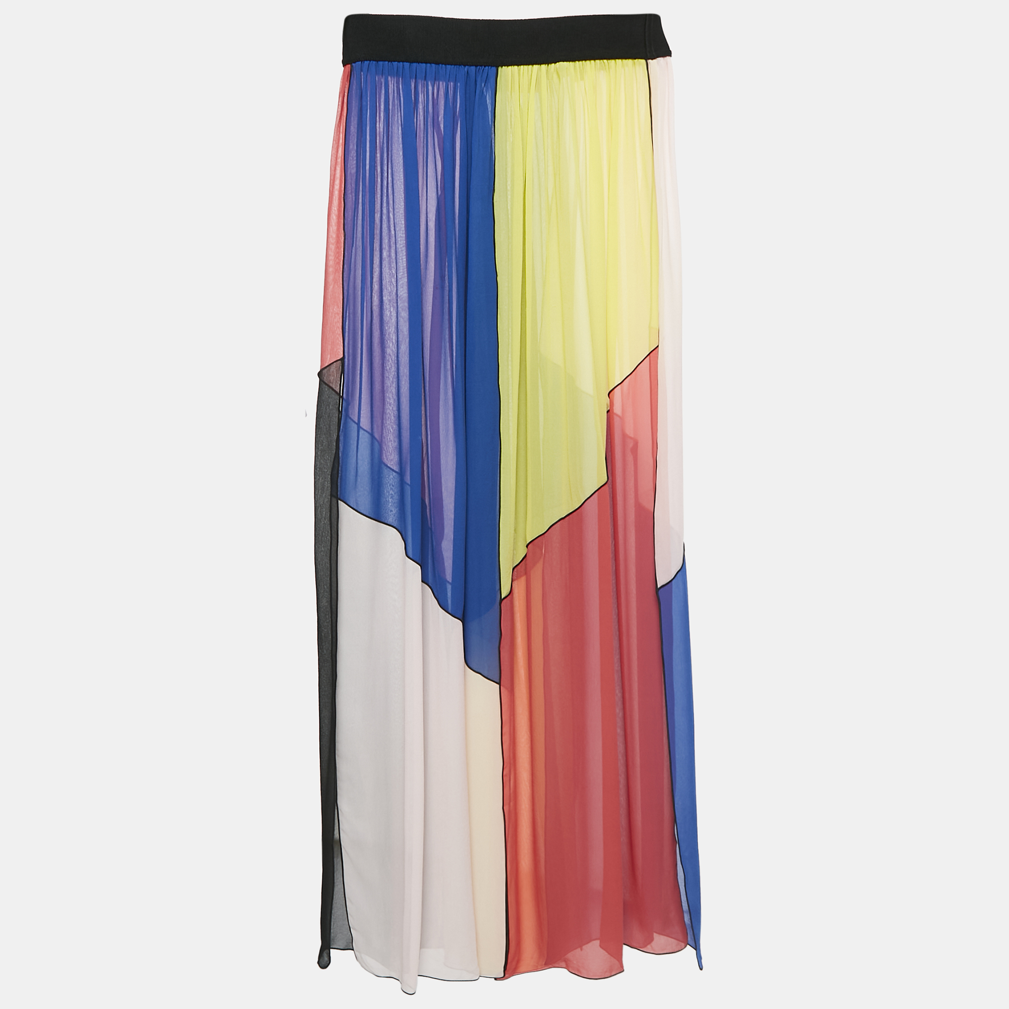 Missoni Mare Multicolor Panel Detail Chiffon Asymmetric Cover-Up Skirt