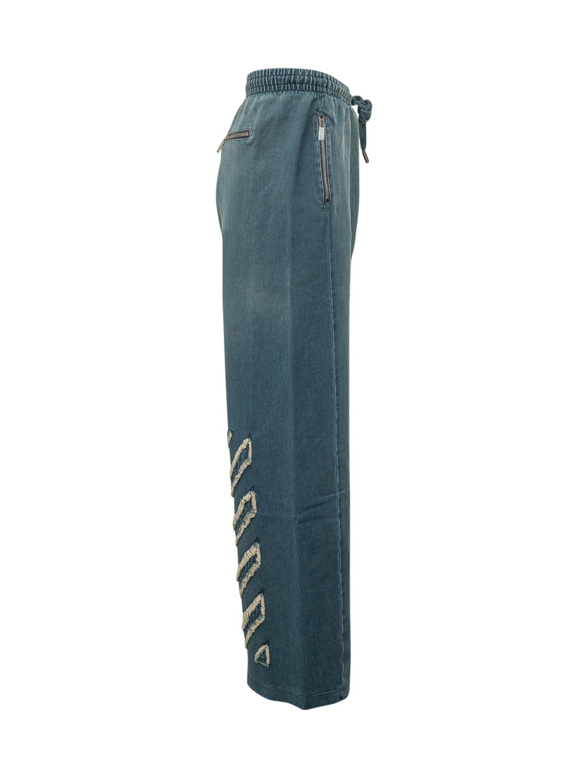 Blue Loose Drawstring Pants